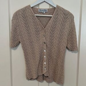 Precious Knits Tan Knit Button Top